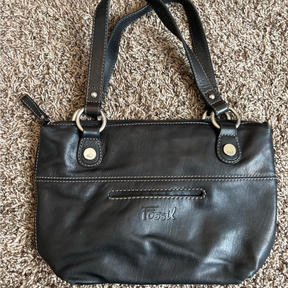 Fossil Black Leather Shoulder Bag